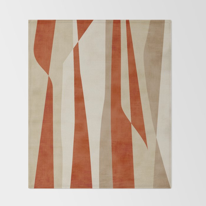 Dark Terracotta Beige Tan Abstract Lines Artwork Throw Blanket Gallery Image 2