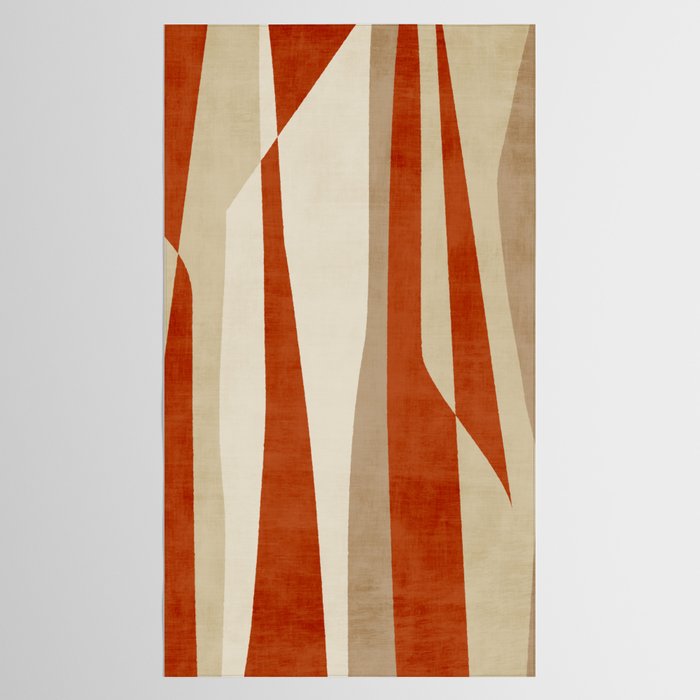 Dark Terracotta Beige Tan Abstract Lines Artwork Tablecloth Gallery Image 2