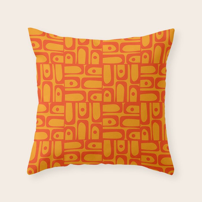 Mid Century Modern Bold Abstract Piquet Pattern in Orange Yellow Throw Pillow Gallery Image 6