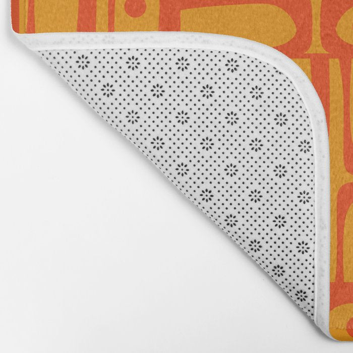 Mid Century Modern Bold Abstract Piquet Pattern in Orange Yellow Bath Mat Gallery Image 2