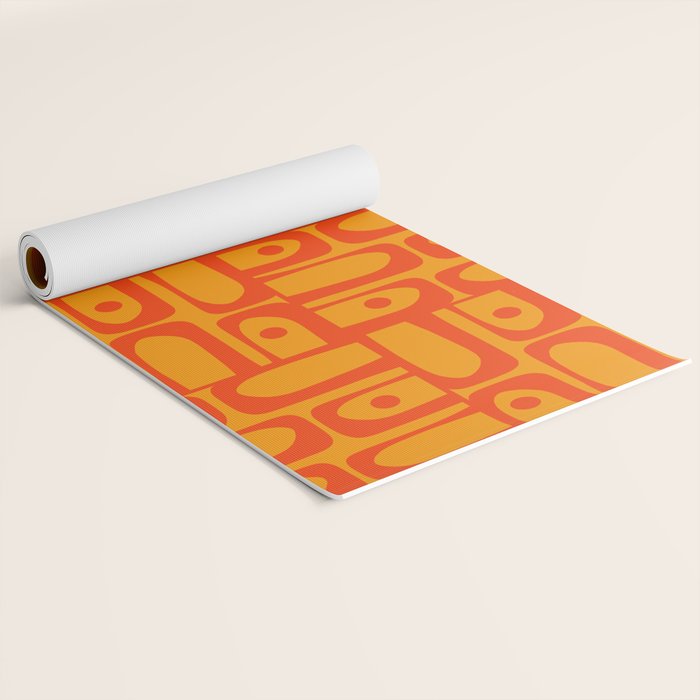 Mid Century Modern Bold Abstract Piquet Pattern in Orange Yellow Yoga Mat Gallery Image 2