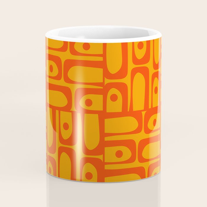 Mid Century Modern Bold Abstract Piquet Pattern in Orange Yellow Coffee Mug Gallery Image 4