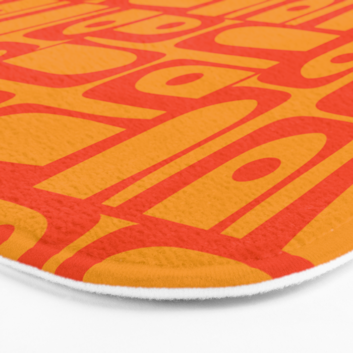 Mid Century Modern Bold Abstract Piquet Pattern in Orange Yellow Bath Mat Gallery Image 3