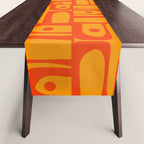 Mid Century Modern Bold Abstract Piquet Pattern in Orange Yellow Table Runner Gallery Image 1