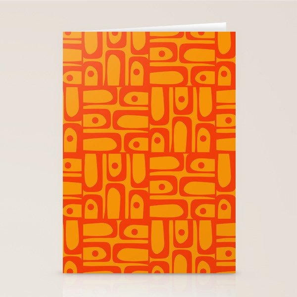 Mid Century Modern Bold Abstract Piquet Pattern in Orange Yellow Stationery Card Gallery Image 1