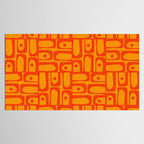 Mid Century Modern Bold Abstract Piquet Pattern in Orange Yellow Tablecloth Gallery Image 2