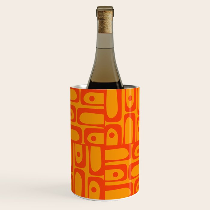 Mid Century Modern Bold Abstract Piquet Pattern in Orange Yellow Wine Chiller Gallery Image 1