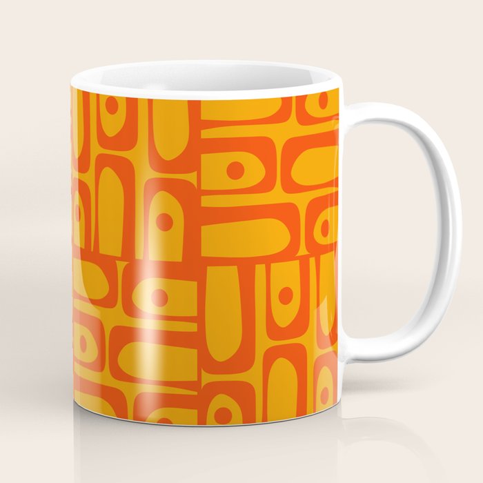Mid Century Modern Bold Abstract Piquet Pattern in Orange Yellow Coffee Mug Gallery Image 1