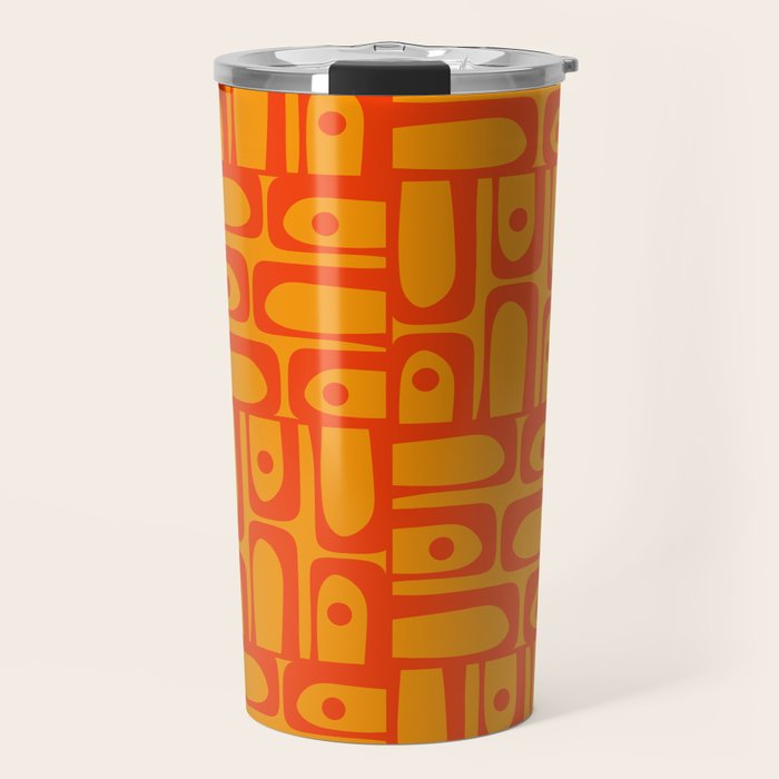 Mid Century Modern Bold Abstract Piquet Pattern in Orange Yellow Travel Mug Gallery Image 1