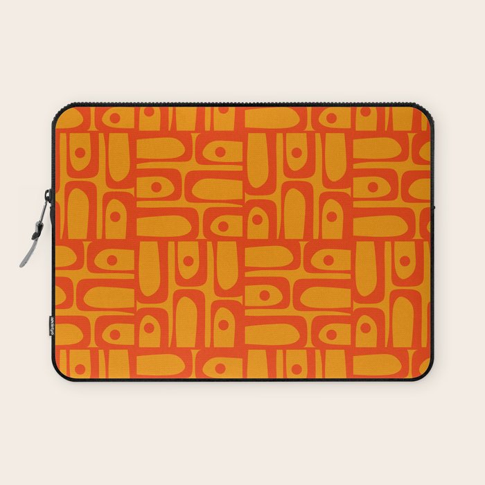 Mid Century Modern Bold Abstract Piquet Pattern in Orange Yellow Laptop Sleeve Gallery Image 1