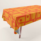 Mid Century Modern Bold Abstract Piquet Pattern in Orange Yellow Tablecloth Gallery Image 1