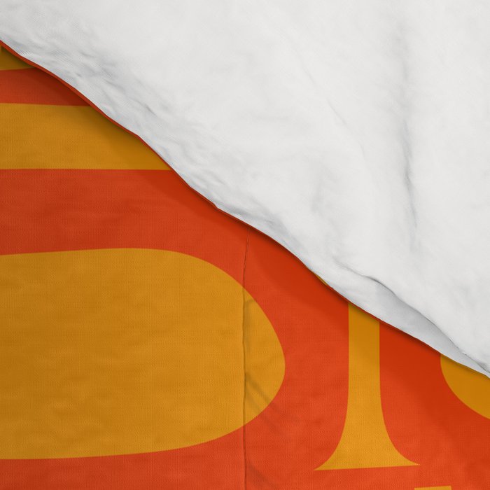 Mid Century Modern Bold Abstract Piquet Pattern in Orange Yellow Comforter Gallery Image 4
