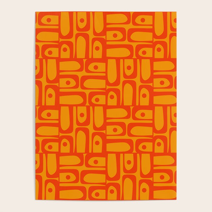 Mid Century Modern Bold Abstract Piquet Pattern in Orange Yellow Poster Gallery Image 4