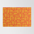 Mid Century Modern Bold Abstract Piquet Pattern in Orange Yellow Rug Gallery Image 2
