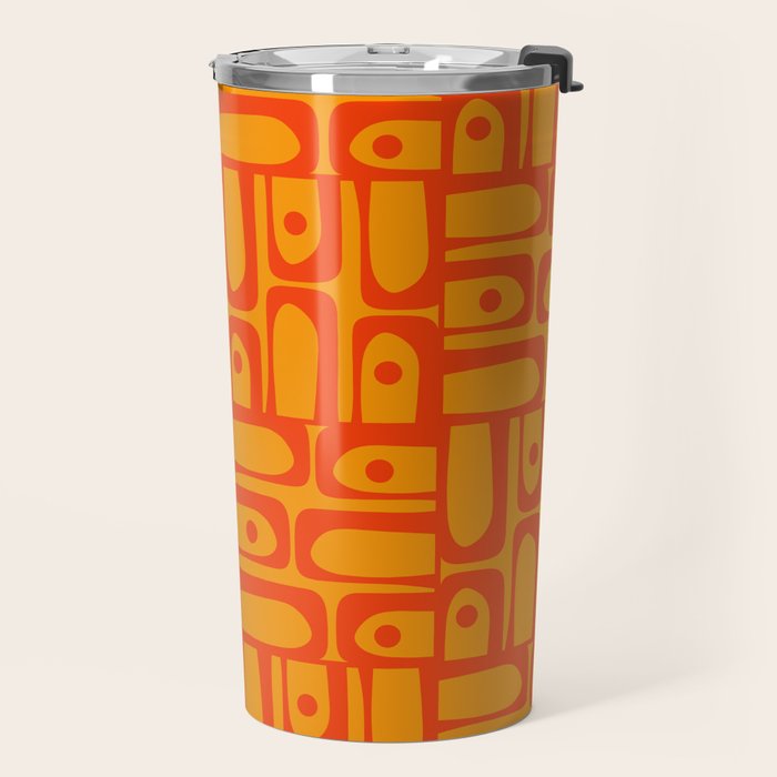 Mid Century Modern Bold Abstract Piquet Pattern in Orange Yellow Travel Mug Gallery Image 2