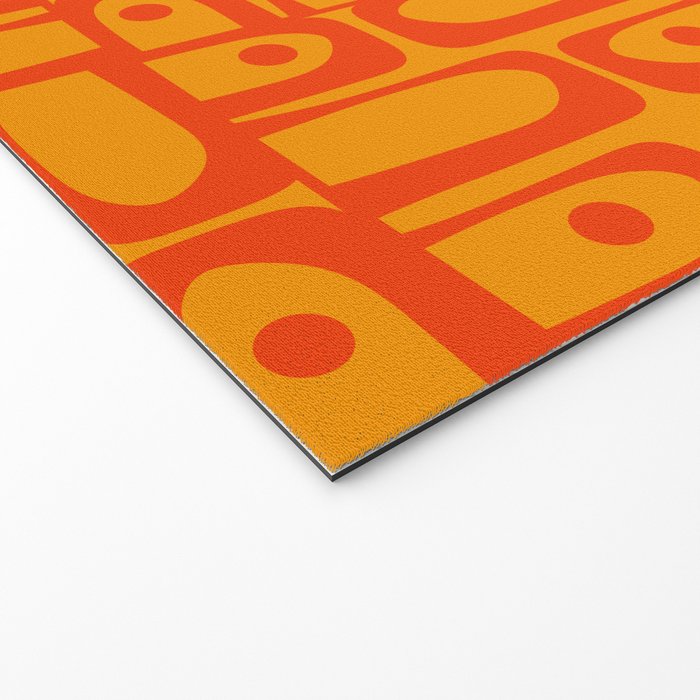 Mid Century Modern Bold Abstract Piquet Pattern in Orange Yellow Welcome Mat Gallery Image 2