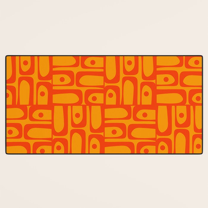 Mid Century Modern Bold Abstract Piquet Pattern in Orange Yellow Desk Mat Gallery Image 3