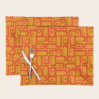 Mid Century Modern Bold Abstract Piquet Pattern in Orange Yellow Placemat Gallery Image 1