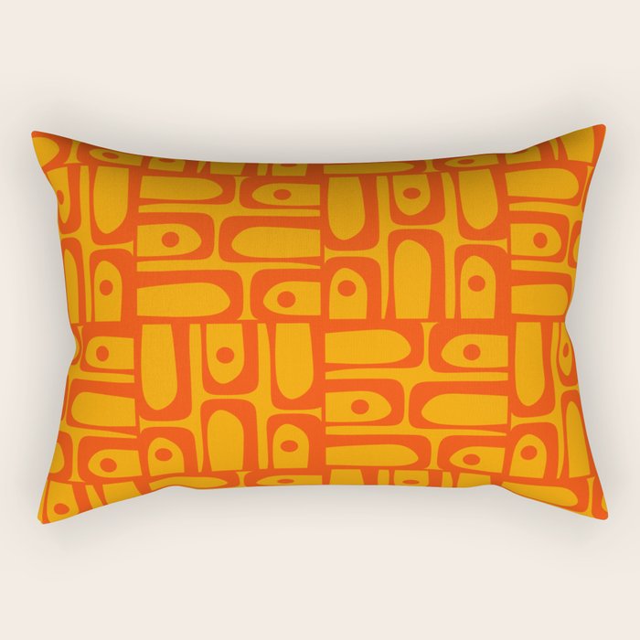 Mid Century Modern Bold Abstract Piquet Pattern in Orange Yellow Rectangular Pillow Gallery Image 1