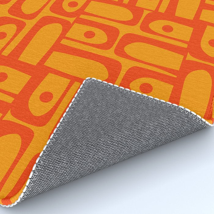Mid Century Modern Bold Abstract Piquet Pattern in Orange Yellow Rug Gallery Image 4