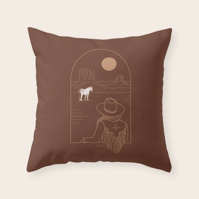 Lost Pony in Burnt Clay Throw Pillow Gallery Image 1