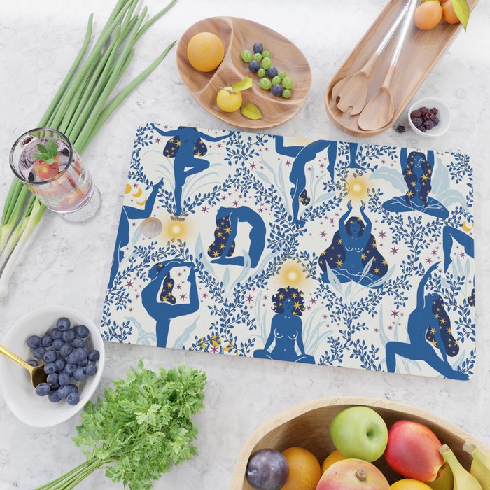 Feel the Cosmic Yoga blue Cutting Board Gallery Image 2