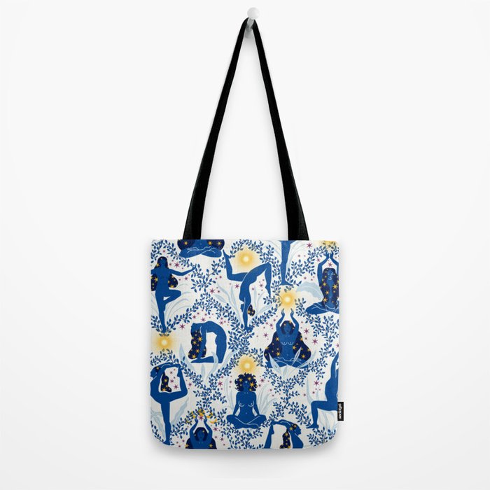 Feel the Cosmic Yoga blue Tote Bag Gallery Image 2