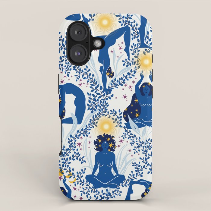Feel the Cosmic Yoga blue iPhone Case Gallery Image 1