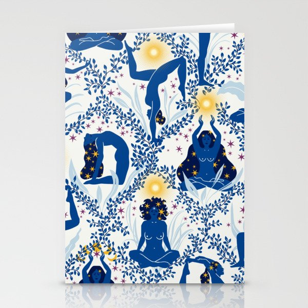 Feel the Cosmic Yoga blue Stationery Card Gallery Image 2