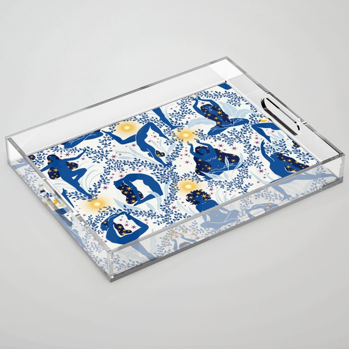 Feel the Cosmic Yoga blue Acrylic Tray Gallery Image 1