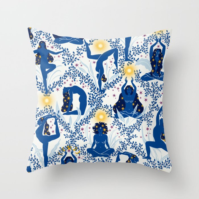 Feel the Cosmic Yoga blue Throw Pillow Gallery Image 6