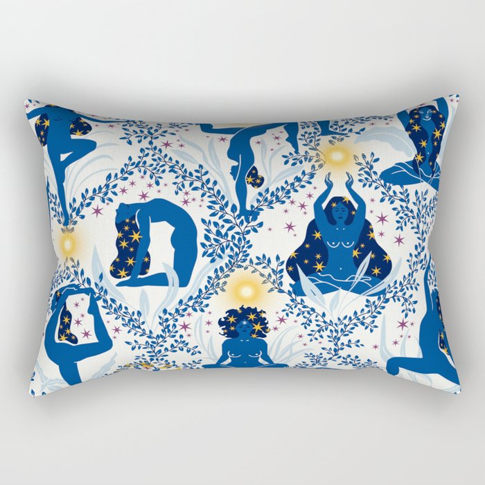 Feel the Cosmic Yoga blue Rectangular Pillow Gallery Image 2