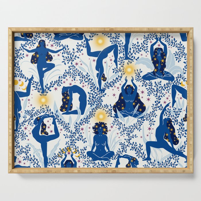 Feel the Cosmic Yoga blue Serving Tray Gallery Image 1