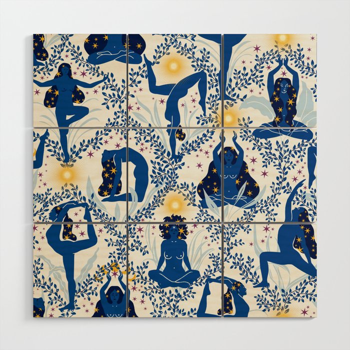 Feel the Cosmic Yoga blue Wood Wall Art Gallery Image 1