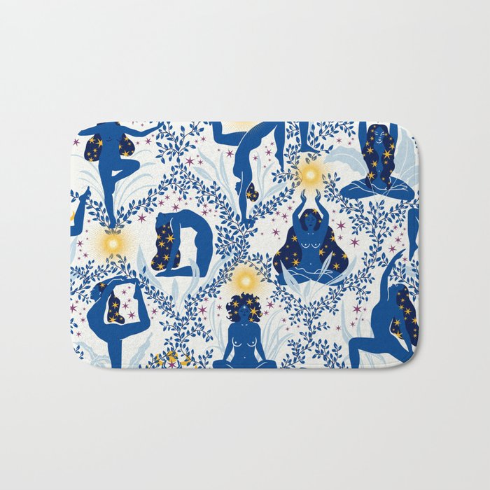 Feel the Cosmic Yoga blue Bath Mat Gallery Image 1