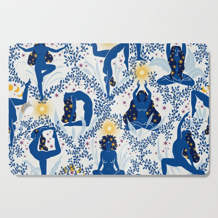 Feel the Cosmic Yoga blue Cutting Board Gallery Image 1
