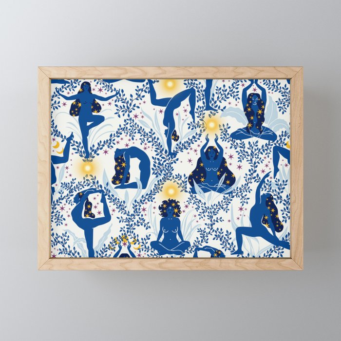 Feel the Cosmic Yoga blue Mini Art Print Gallery Image 1