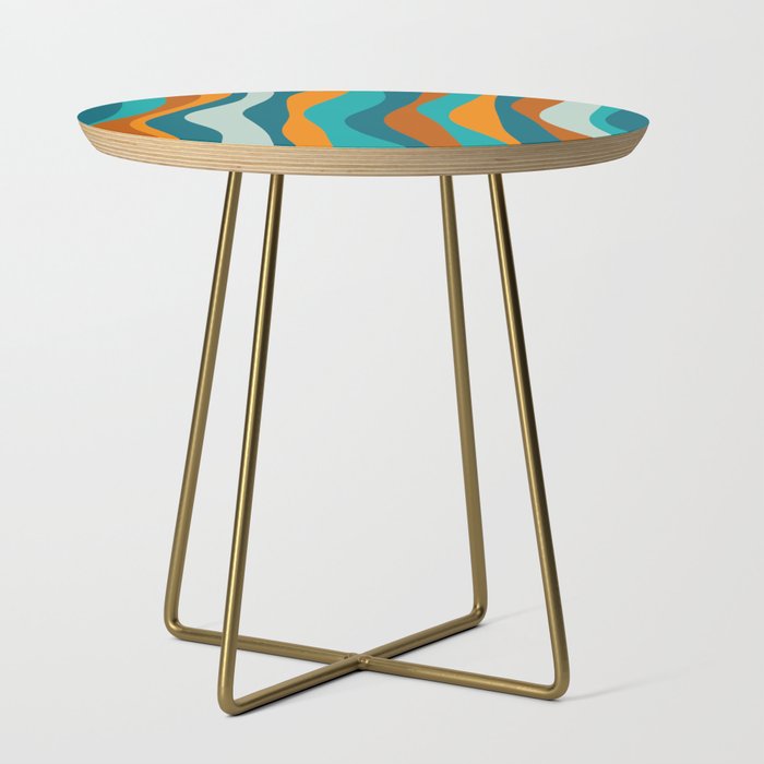 Liquid Stripes in Rust Orange Aqua Turquoise Teal  Side Table Gallery Image 1