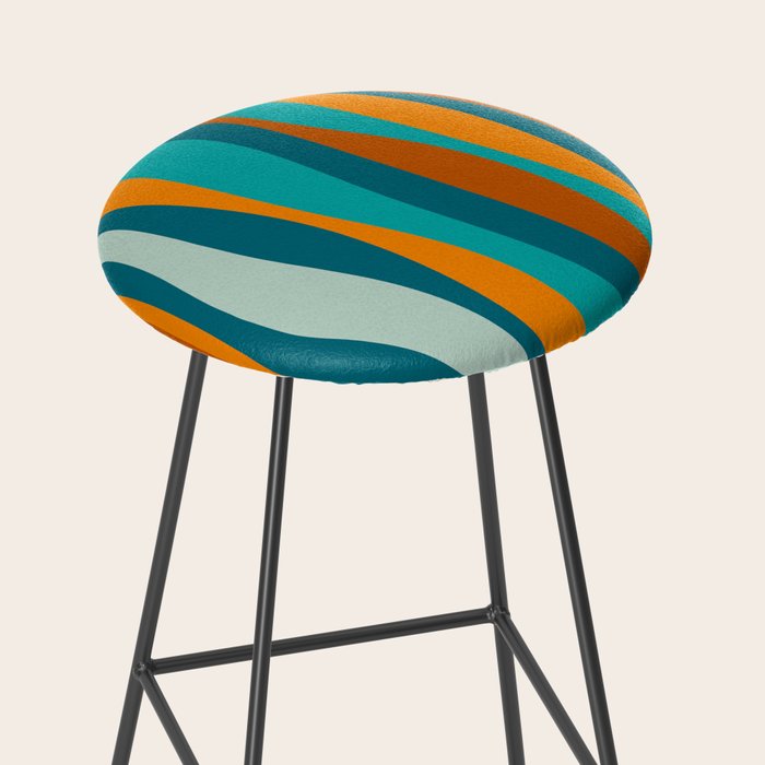 Liquid Stripes in Rust Orange Aqua Turquoise Teal  Stool Gallery Image 2