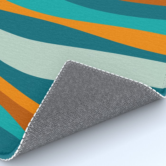 Liquid Stripes in Rust Orange Aqua Turquoise Teal  Rug Gallery Image 4