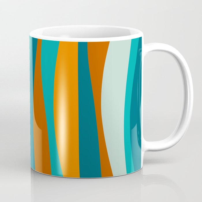 Liquid Stripes in Rust Orange Aqua Turquoise Teal  Coffee Mug Gallery Image 1