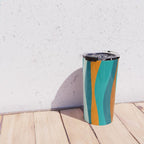 Liquid Stripes in Rust Orange Aqua Turquoise Teal  Travel Mug Gallery Image 4