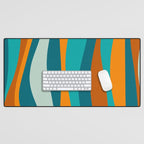 Liquid Stripes in Rust Orange Aqua Turquoise Teal  Desk Mat Gallery Image 1