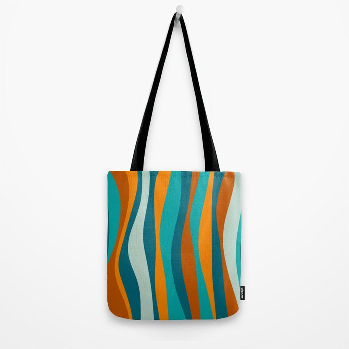 Liquid Stripes in Rust Orange Aqua Turquoise Teal  Tote Bag Gallery Image 2