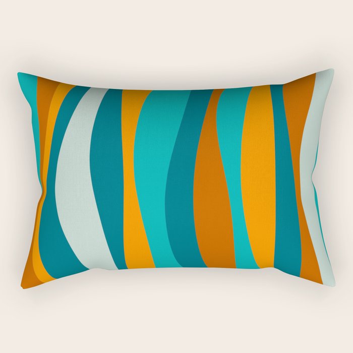 Liquid Stripes in Rust Orange Aqua Turquoise Teal  Rectangular Pillow Gallery Image 2