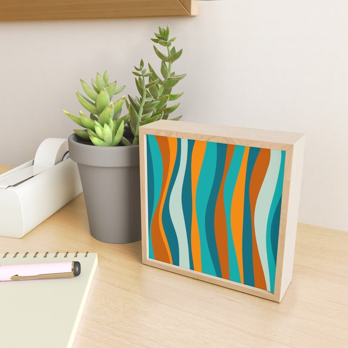 Liquid Stripes in Rust Orange Aqua Turquoise Teal  Mini Art Print Gallery Image 2