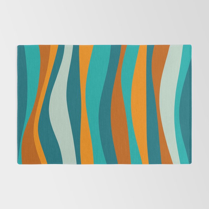 Liquid Stripes in Rust Orange Aqua Turquoise Teal  Rug Gallery Image 2