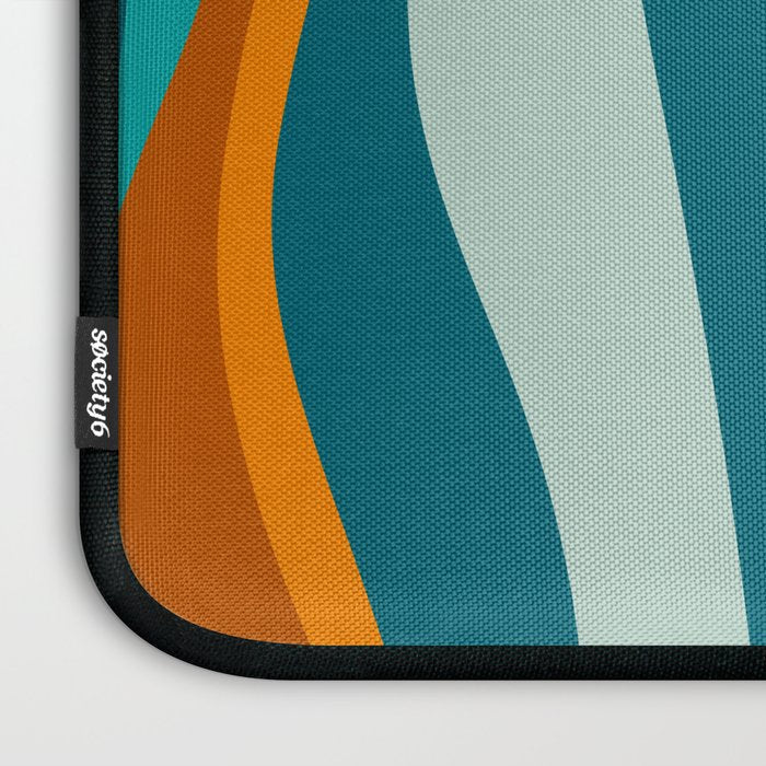Liquid Stripes in Rust Orange Aqua Turquoise Teal  Laptop Sleeve Gallery Image 3