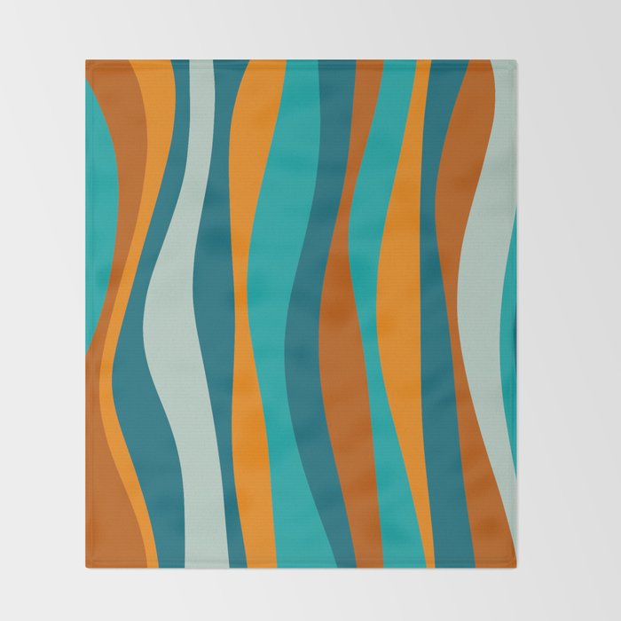 Liquid Stripes in Rust Orange Aqua Turquoise Teal  Throw Blanket Gallery Image 2