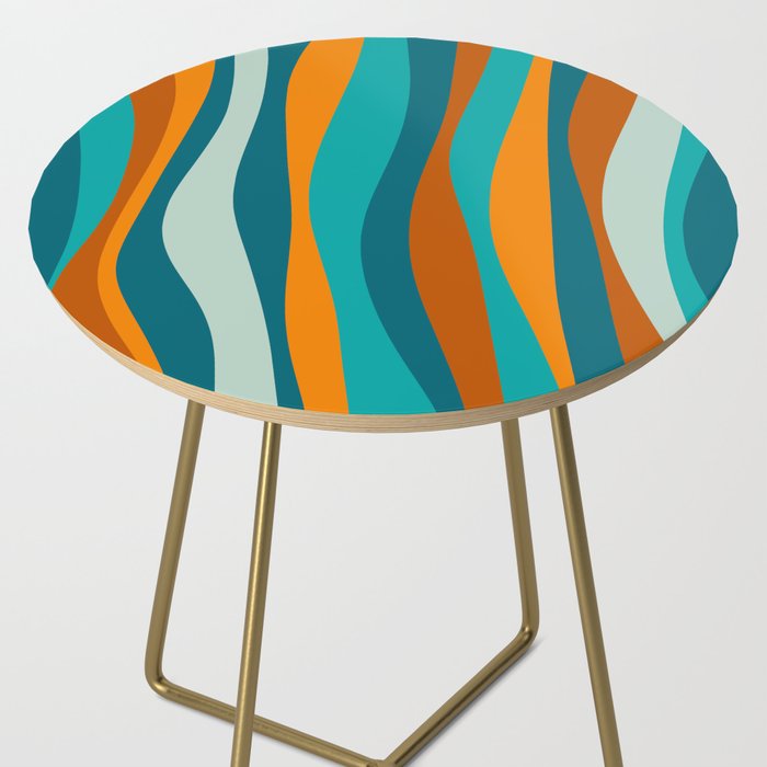 Liquid Stripes in Rust Orange Aqua Turquoise Teal  Side Table Gallery Image 2